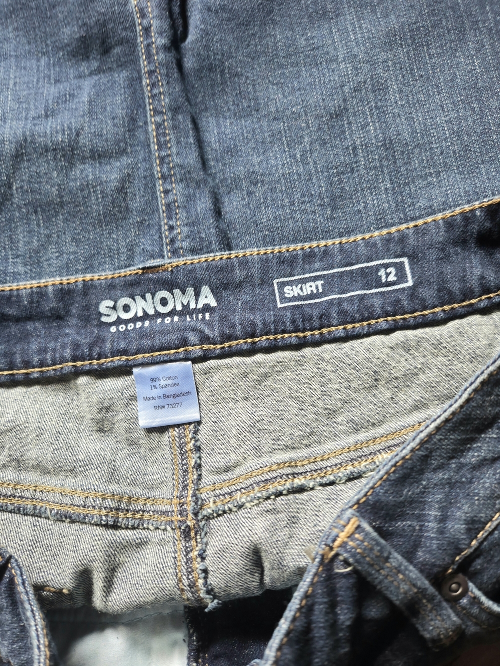 NWT SONOMA Denim Jean Skirt in Dark Wash Sz 12, Short Skirt - Picture 8 of 11